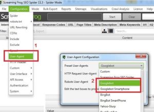 User Agent Screaming frog
