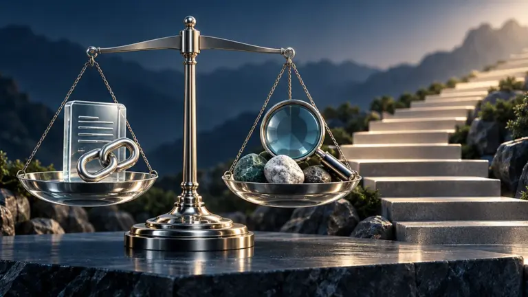 A balance scale weighs transparent documentation and links against research evidence.