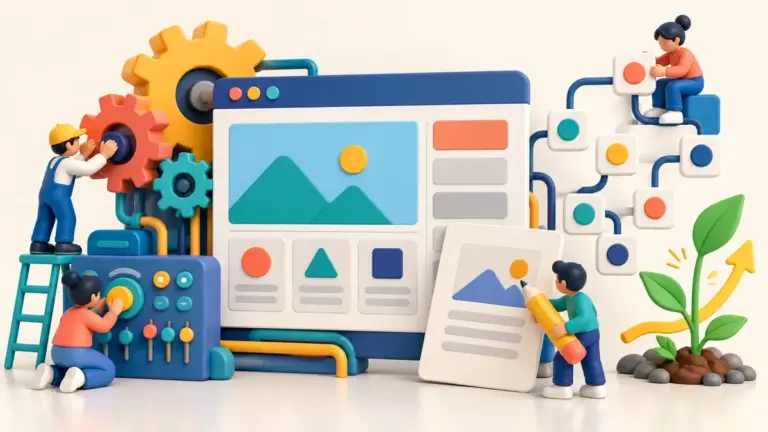 A modular website is improved with technical tuning, content, internal links and steady organic growth.