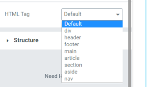 html tags elementor
