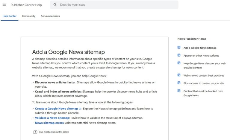 Google News sitemap