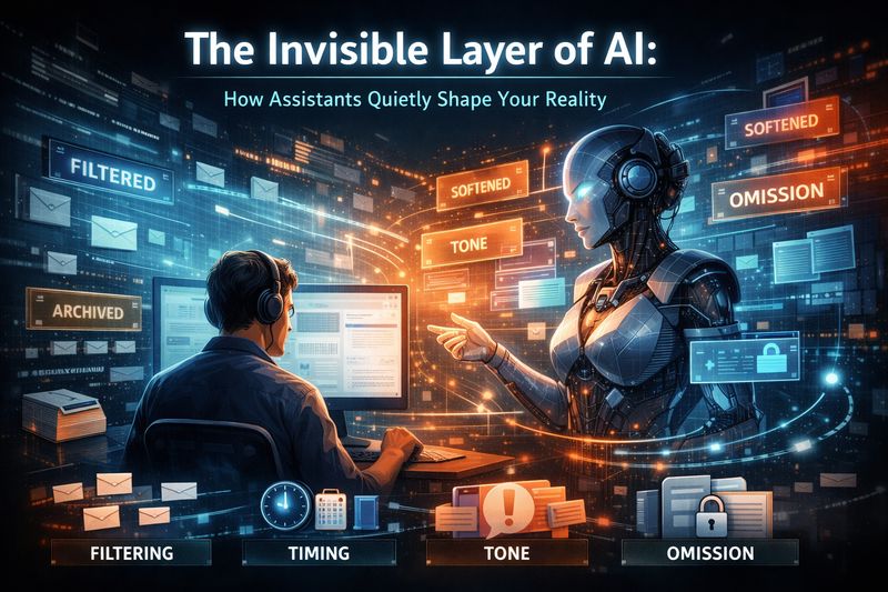 Abstract illustration of the invisible layer of AI assistants