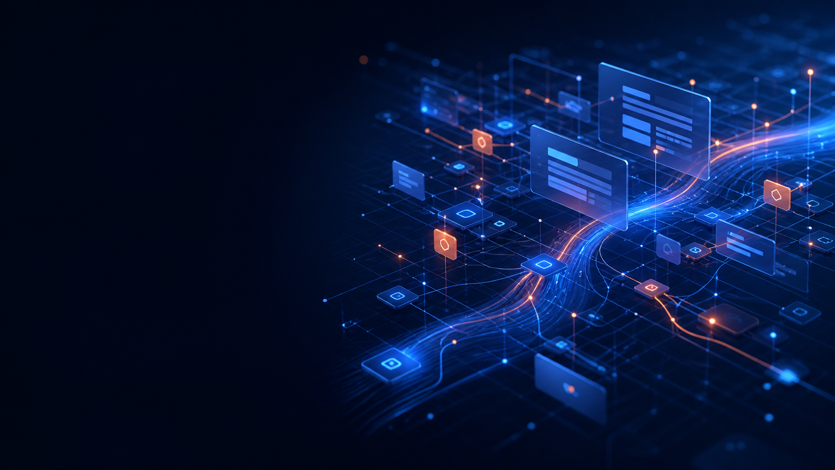 Abstract visualization of AI search intelligence and connected web content