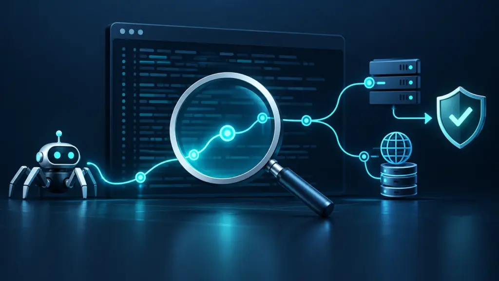 Illustration of a crawler request being traced through DNS to a verified Google identity