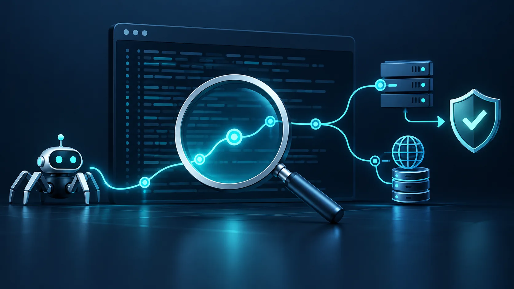 Crawler request traced from a server log through DNS and IP range verification